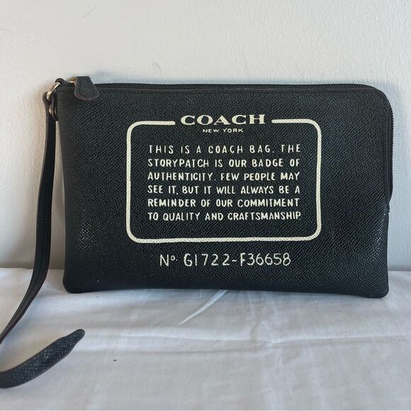 Coach Handbags - COACH Black Leather Signature Pouch Pouchette Wristlet wallet cardholder